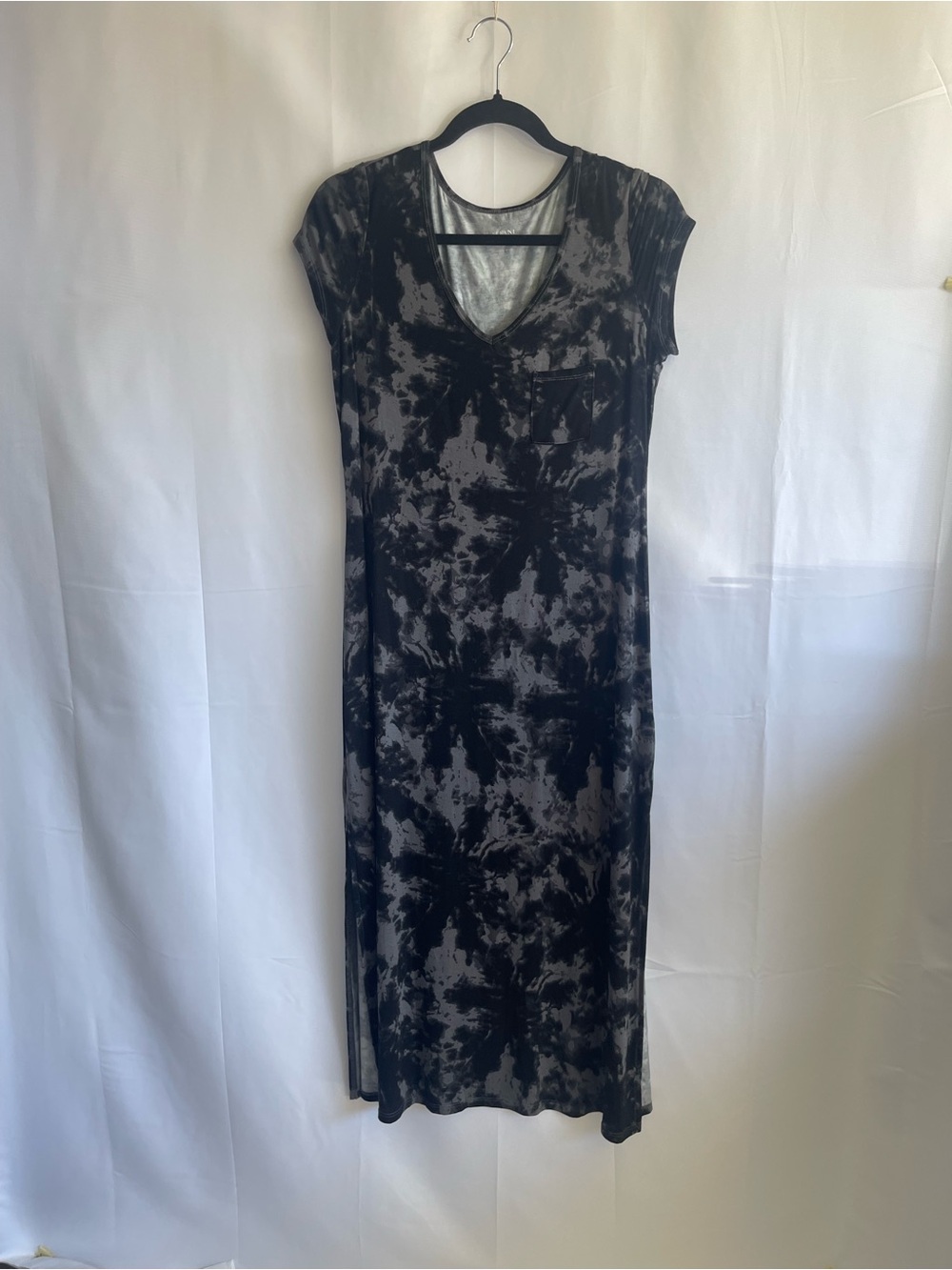 Alfani Black and Gray Tie-Dye Maxi Dress